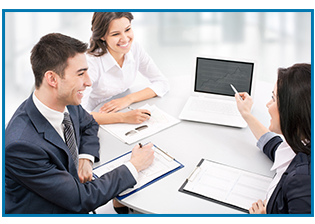 Business People Looking at Computer Data